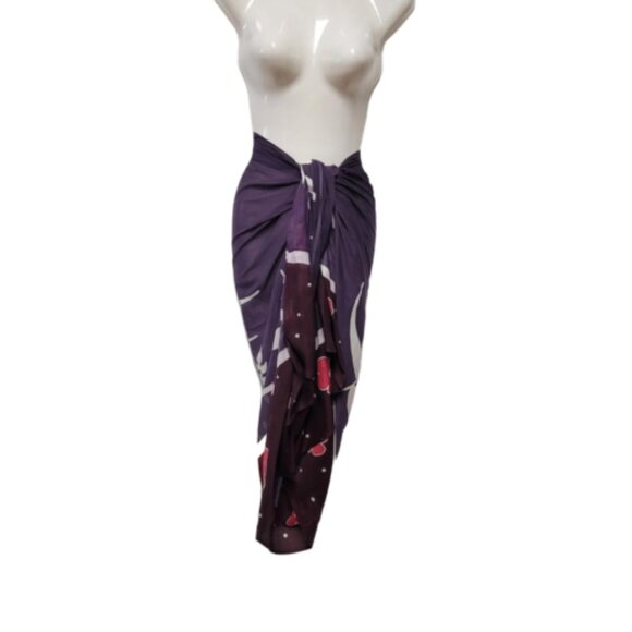 Cover Ups Handpainted Cover-up, Halter Strapless Wrap Dress Cotton Batik Coverup - Picture 7 of 7